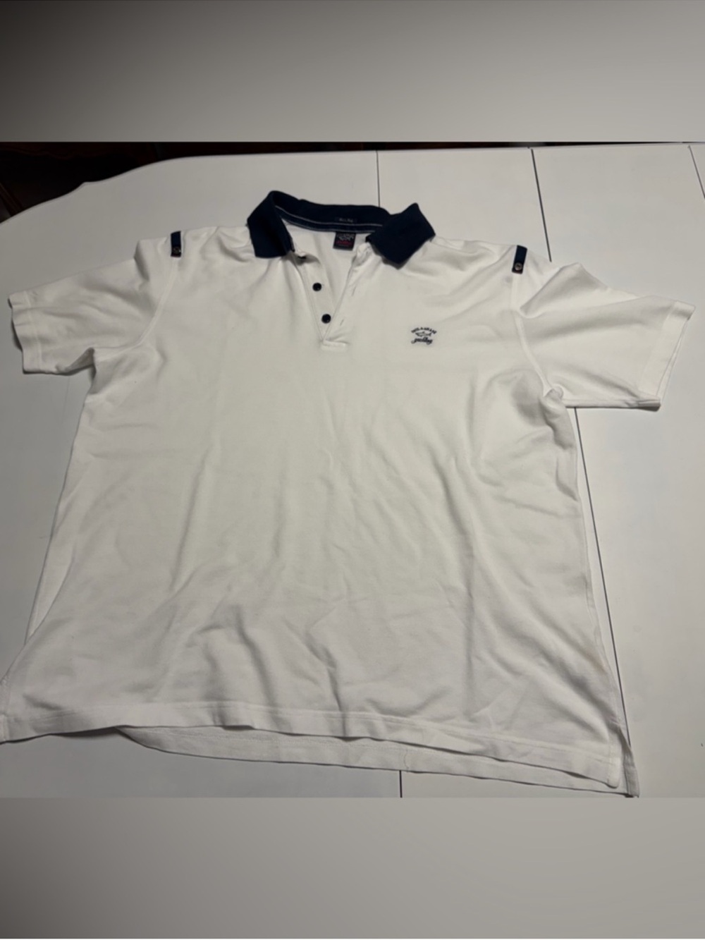Paul & Shark White Polo with Navy Contrast Collar